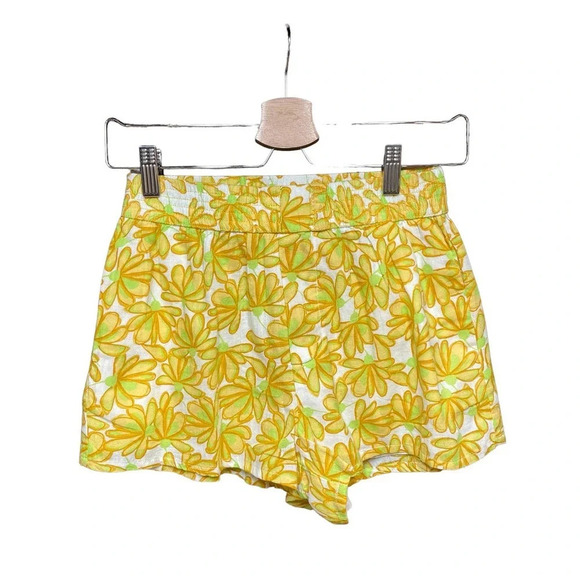 Zara‎ Cream Yellow Retro Floral Pull On Board Shorts Yellow Size XS - Picture 1 of 9